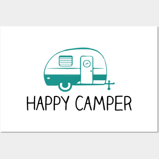 Happy Camper Vintage RV Camping Sticker Posters and Art